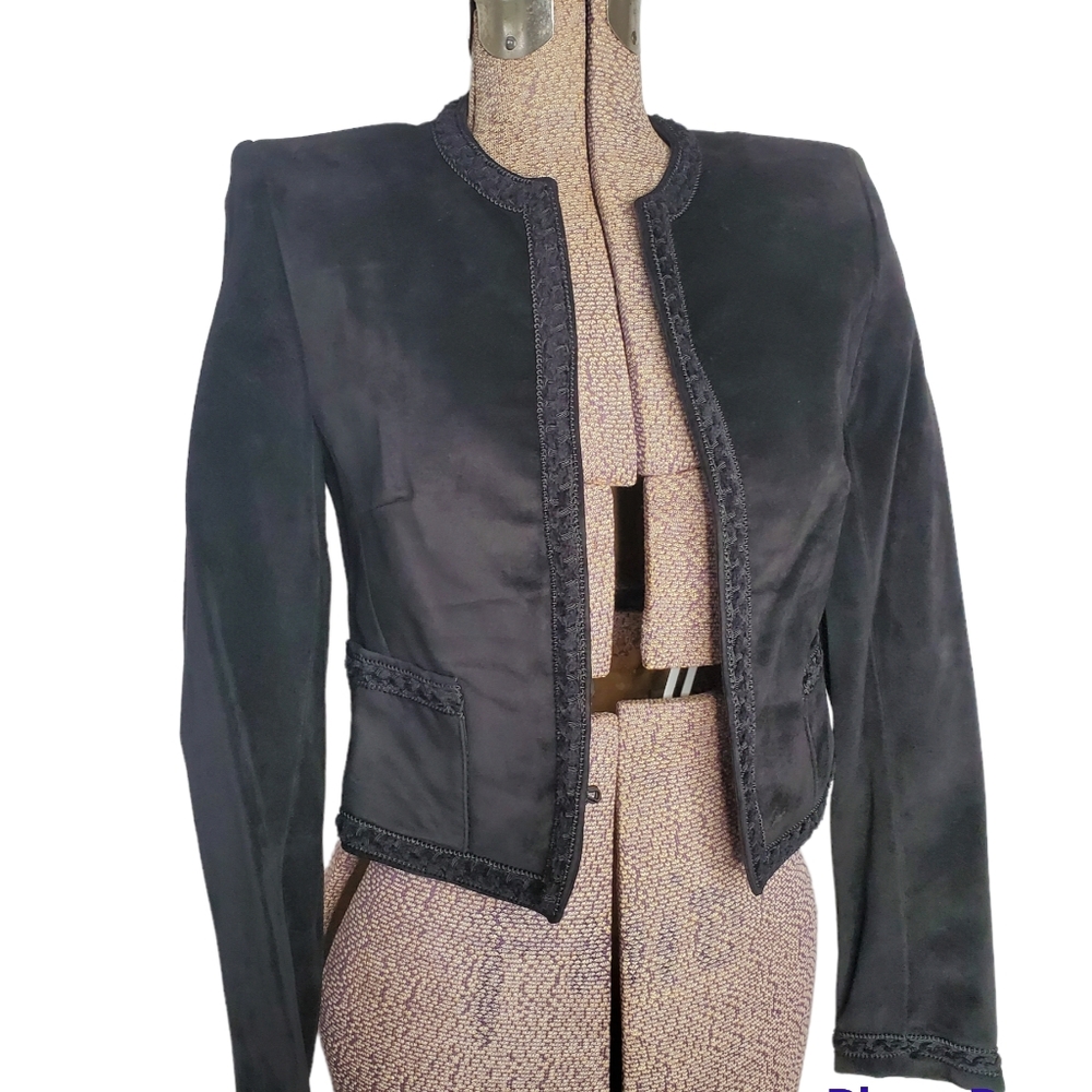 Vintage Danier black suede cropped button down jacket size small